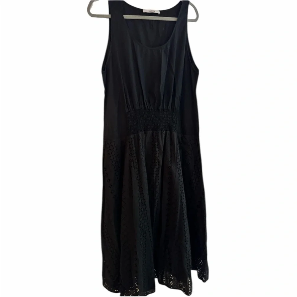 Thakoon Black Cotton‎ Eyelet Trapeze Midi Dress 10